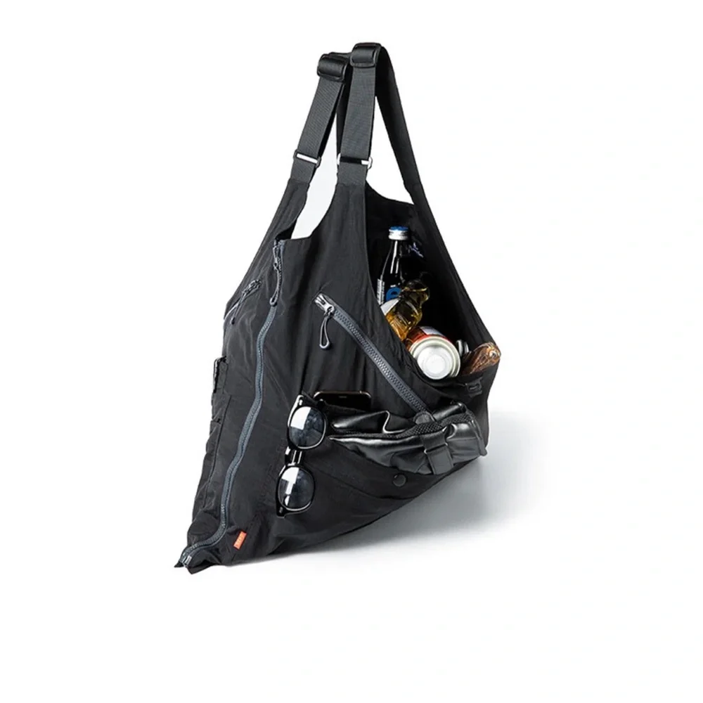 Black Men's Oversized Tote Bag - Minimal Everyday Carry